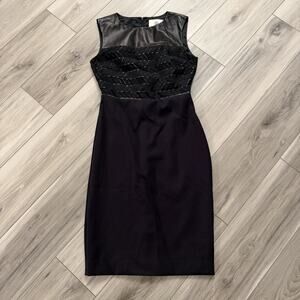 Ag Phillips Black Cocktail Dress Size 2 Sleeveless Lined Sheer Faux Leather